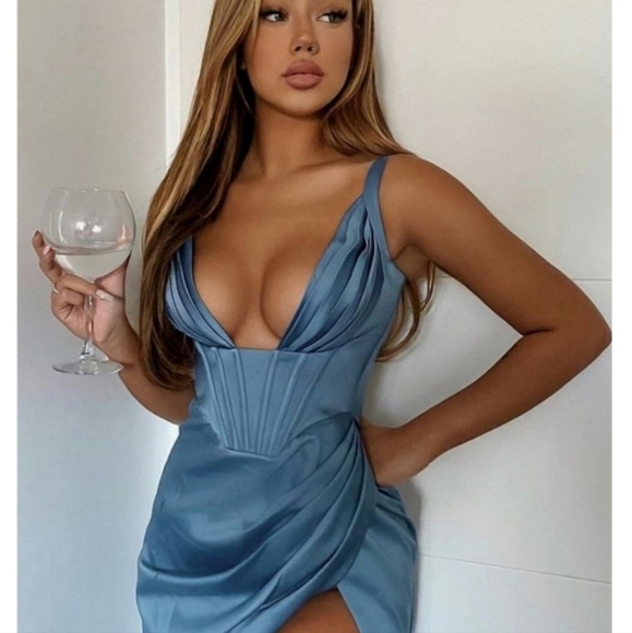 Faye blue corset midi dress - House of CB - Picture 6 of 6